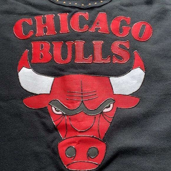 VTG Jerzees pullover size L hand painted Chicago Bulls one of a kind - Picture 2 of 13